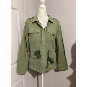 Sanctuary Green Floral Embroidered Full Zip Utility Jacket XS